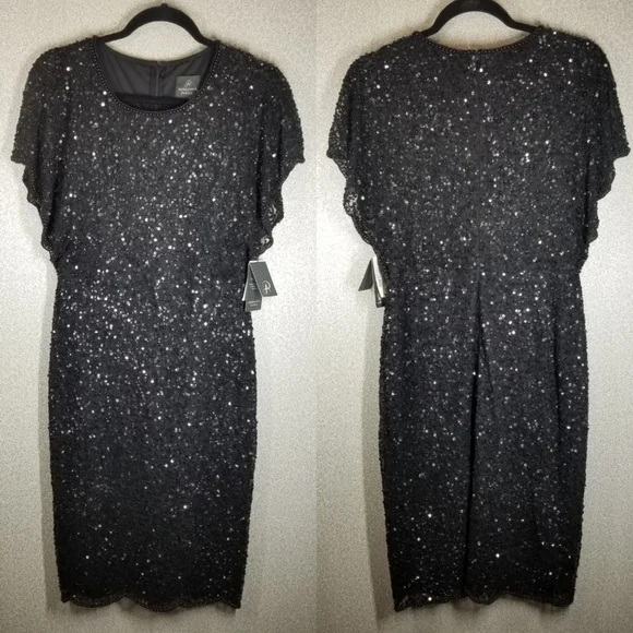 Adrianna Papell |Flutter Sleeve Beaded Dress - Picture 3 of 9